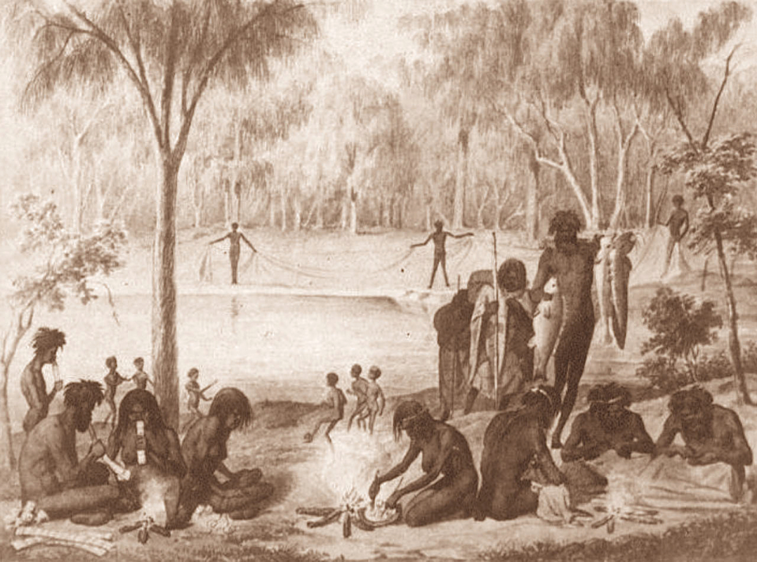 Jarijari (Nyeri Nyeri) people near Merbein engaged in recreational activities by William Blandowski & Gustav Mützel, 1857